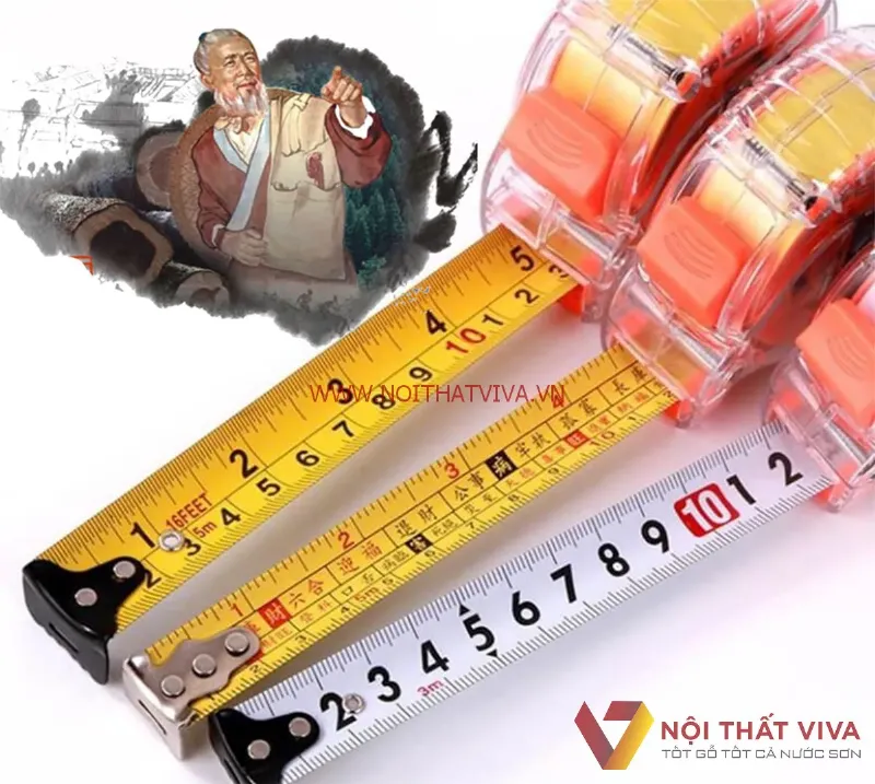 Hình ảnh thước lỗ ban phong thủy chuẩn dùng để tra kích thước cửa cổng và đồ nội thất gia đình